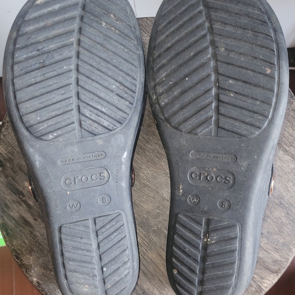 CROCS Black Sanrah Diamante Wedge Flip Sandal 8W - Picture 3 of 3